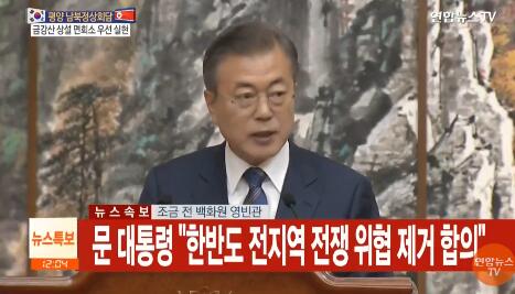 文在寅：朝韩决定在半岛全境消除战争风险