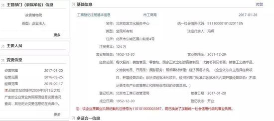 “故宫文化服务中心”的工商信息图片来自于北京市企业信用信息网