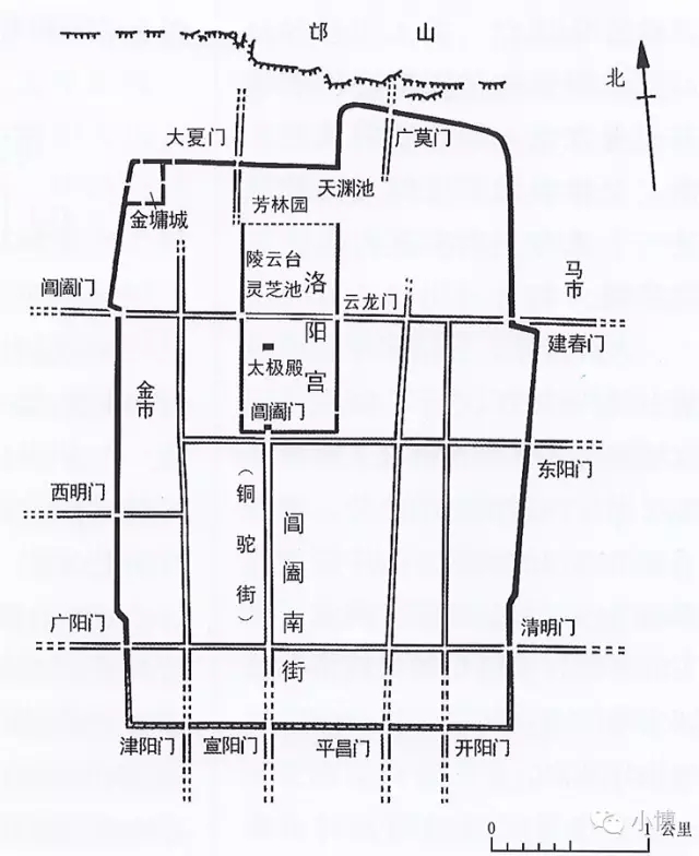 汉魏洛阳故城曹魏西晋城址复原示意图