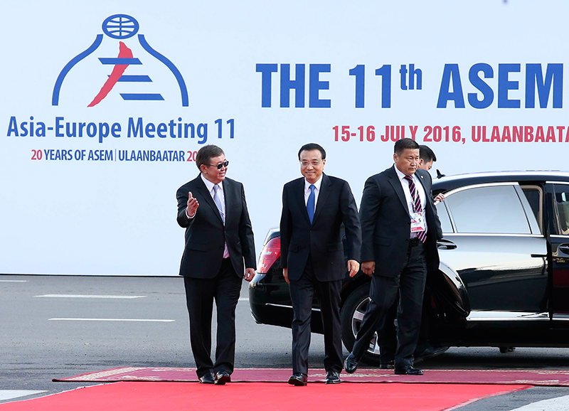 第十一届亚欧首脑会议开幕 蒙古国总统迎候李克强(图)