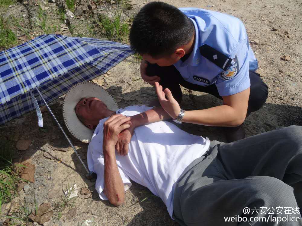 老人中暑晕倒，他给爷爷撑伞遮凉当电风扇(图) - 中国网 - 中国视窗 - 公益