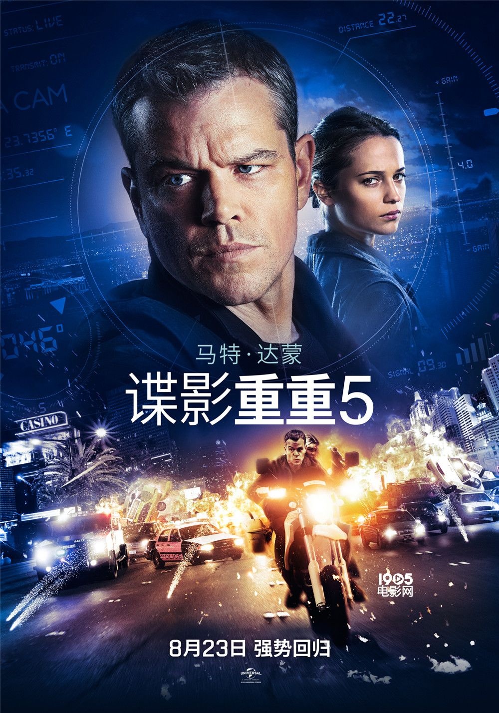 《谍影重重5》票房成绩优异 8月23日登中国银幕