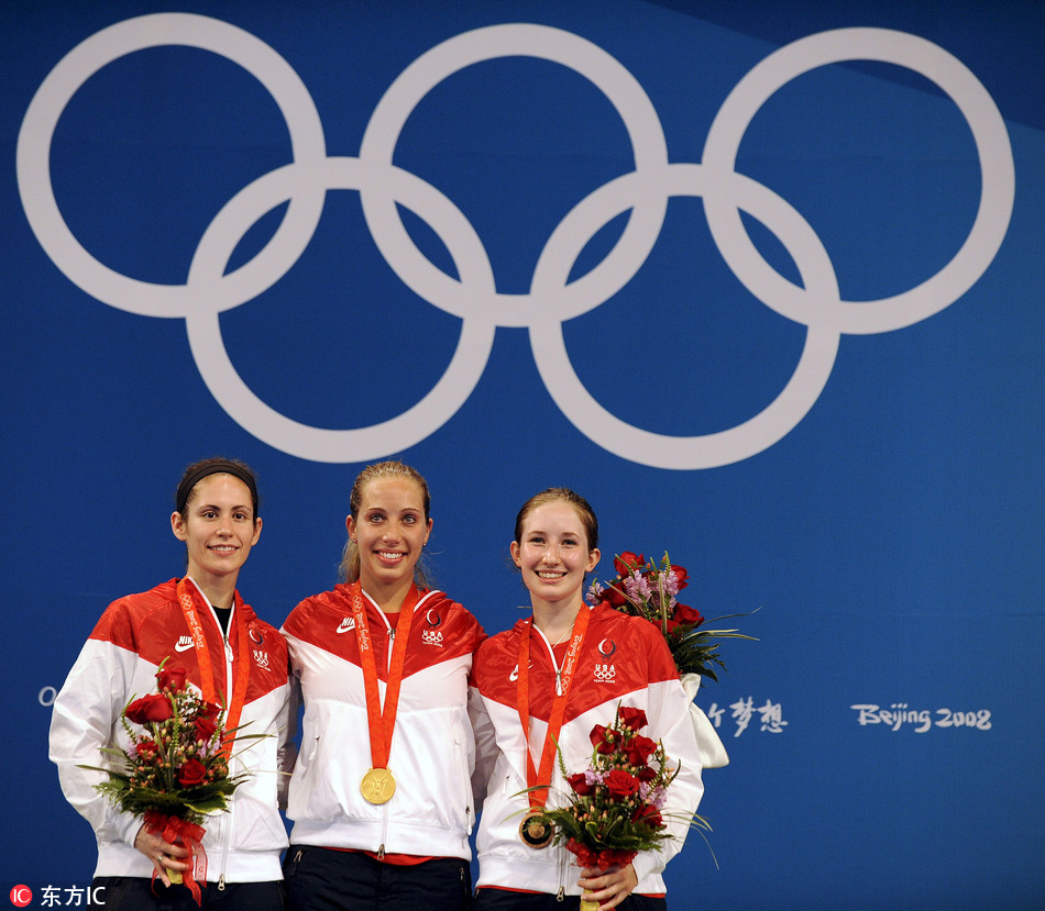 2008北京奥运会女子个人佩剑,美国选手包揽金银铜.