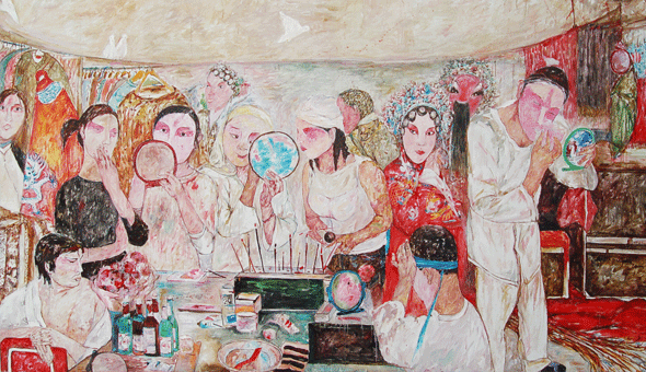 郝俪油画作品《人生舞台》，目前该作品已被美国人收藏。