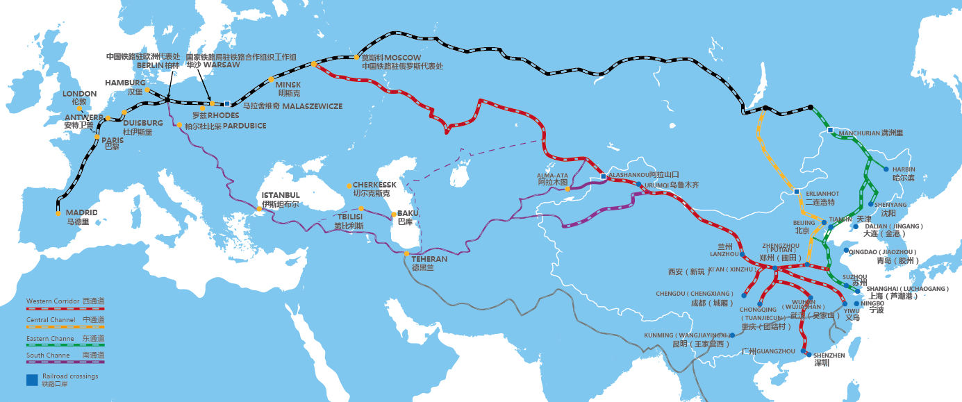 中欧铁路路线图