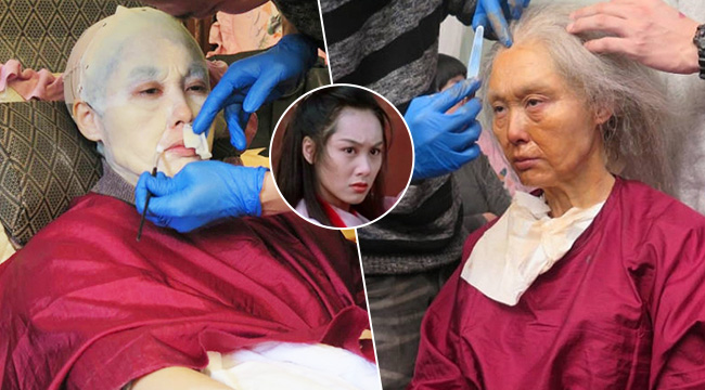 惊！朱茵8小时变妆全过程：倒模裹头 青筋暴突