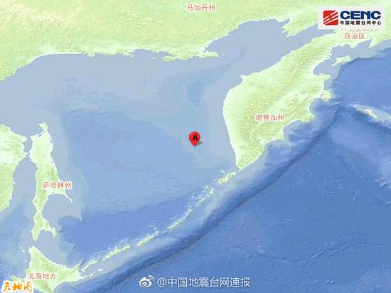 中国地震台网:千岛群岛西北附近发生6.8级左右地震