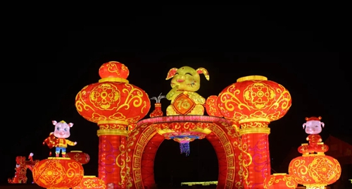 元宵佳节闹花灯 璀璨夜景绿博园