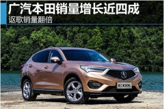 广汽本田销量增长近四成 讴歌销量翻倍