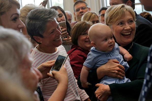 全美最新民调:希拉里支持率领先特朗普13个百