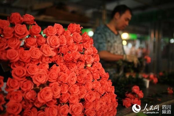 忙碌的花匠和鲜花。（朱虹 摄）