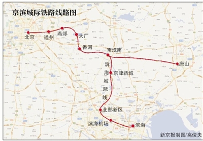 天津滨海城际铁路获批：高铁与机场将可无缝对接(图)