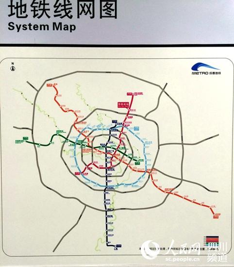 成都地铁线网图。（朱虹 摄）