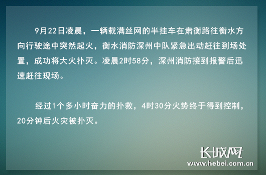 满载丝网大货车起火火光冲天,衡水深州消防凌晨救援。