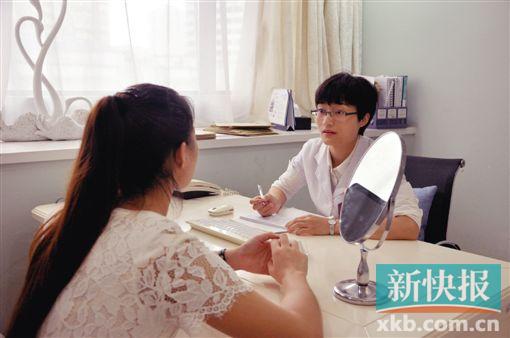 ■王伊来到广州美莱医疗美容机构,向美容皮肤科进行咨询。