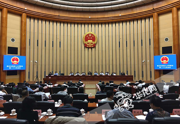 29日下午，重庆市四届人大常委会第二十八次会议举行第三次全体会议。 首席记者 徐焱 摄