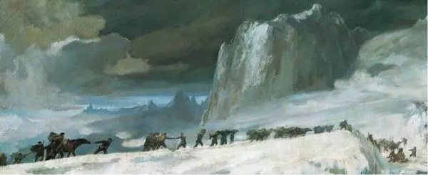 艾中信创作的油画《红军过雪山》.