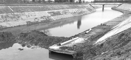在阳河广饶段,河道里还修建了“河中河”,就是用一段管涵把青州来水引入,然后直接通到寿光境内。齐鲁晚报记者李晓东摄