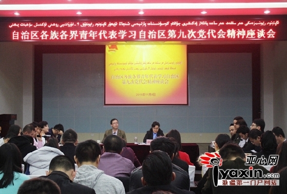 自治区各族各界青年代表学习自治区第九次党代会精神座谈会现场。