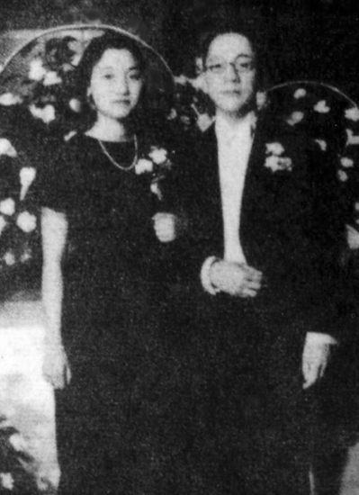 1937年3月,林庚白与林北丽在上海订婚仪式上留影。