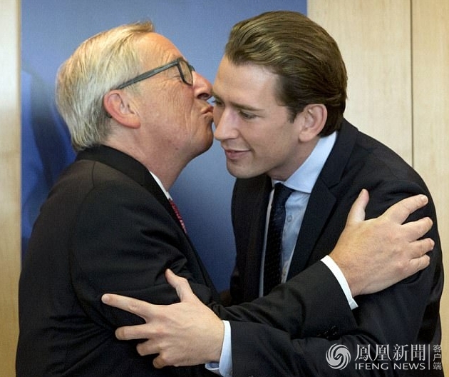 辣眼睛！准奥地利总理库尔茨遭欧盟主席容克“索吻”（图） - 3