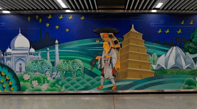 西安地铁壁画被质疑，唐僧去相隔千年的泰姬陵取经？