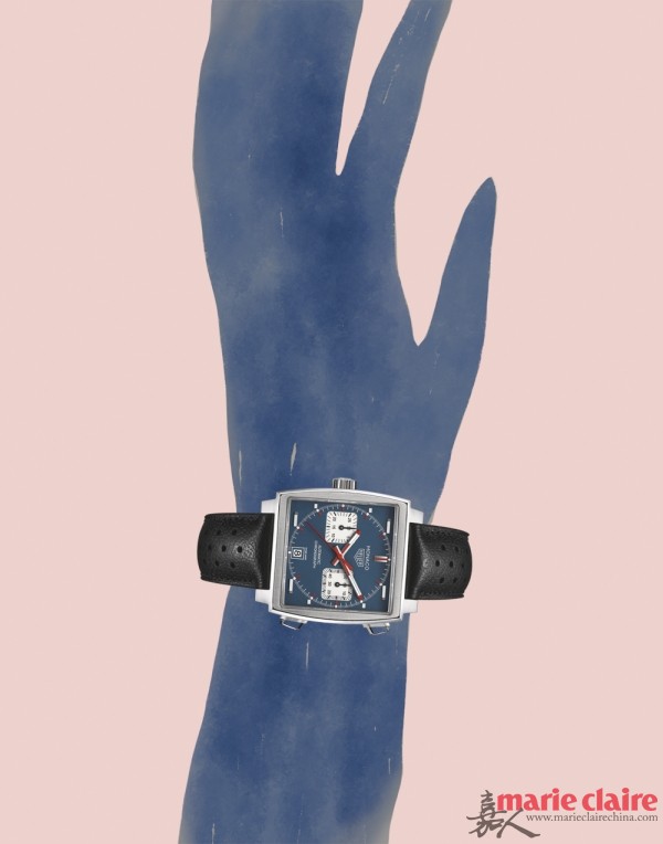 豪雅Monaco Calibre11计时腕表，精钢，自动，参考售价¥38750有着豪雅经典赛车灵魂的Monaco 其实也深受许多设计师等业外人士青睐，方形表壳，经典的蓝红配色，在女性腕间非常吸睛。