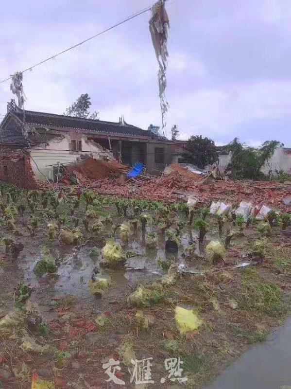 龙卷风突袭江苏盐城 村民：几秒就刮倒一排房屋