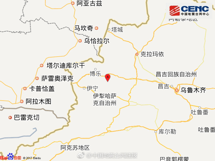 新疆博尔塔拉州精河县6.6级地震 震源深度11千米
