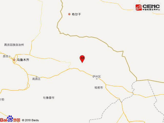 新疆哈密地区巴里坤县发生4.2级地震