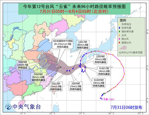 台风“云雀”将于3日在浙江北部到江苏南部沿海登陆