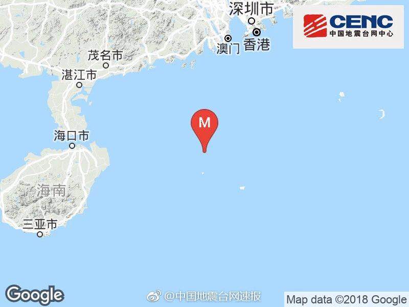 海南三沙市附近海域附近发生3.7级左右地震