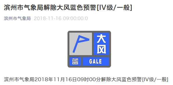 滨州市气象局解除大风蓝色预警 今日最低温-1