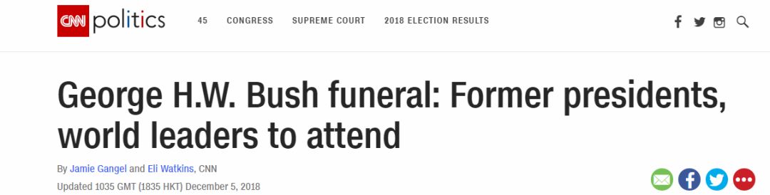 老布什国葬开始，他俩这表情...