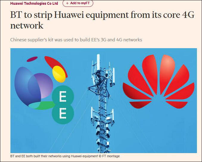 英国电信巨头将华为移出5G竞标名单，4G老设备也没放过