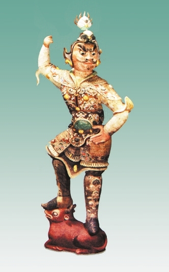 镇馆之宝】唐代彩粉天王俑镇墓兽_甘肃频道_凤凰网