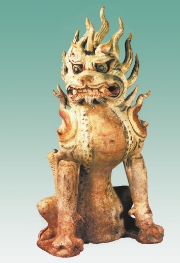 镇馆之宝】唐代彩粉天王俑镇墓兽_甘肃频道_凤凰网