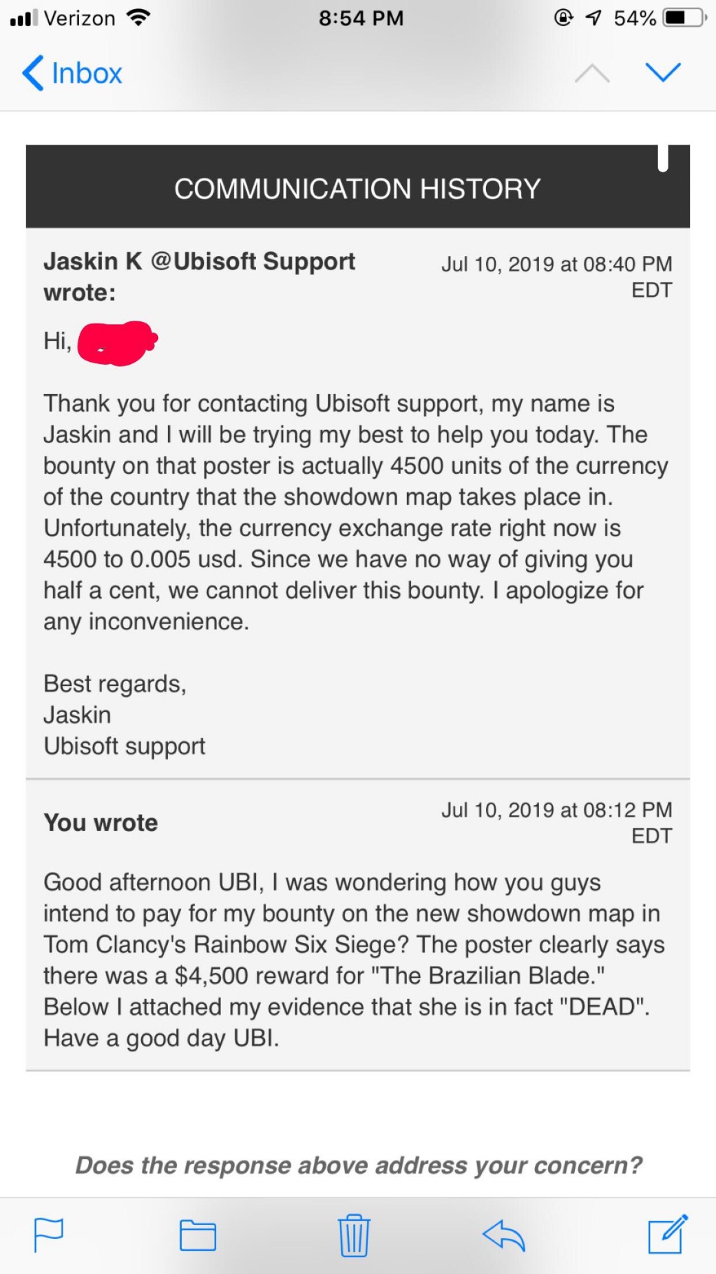 R6S玩家想领4500元彩蛋赏金 育碧客服机智回