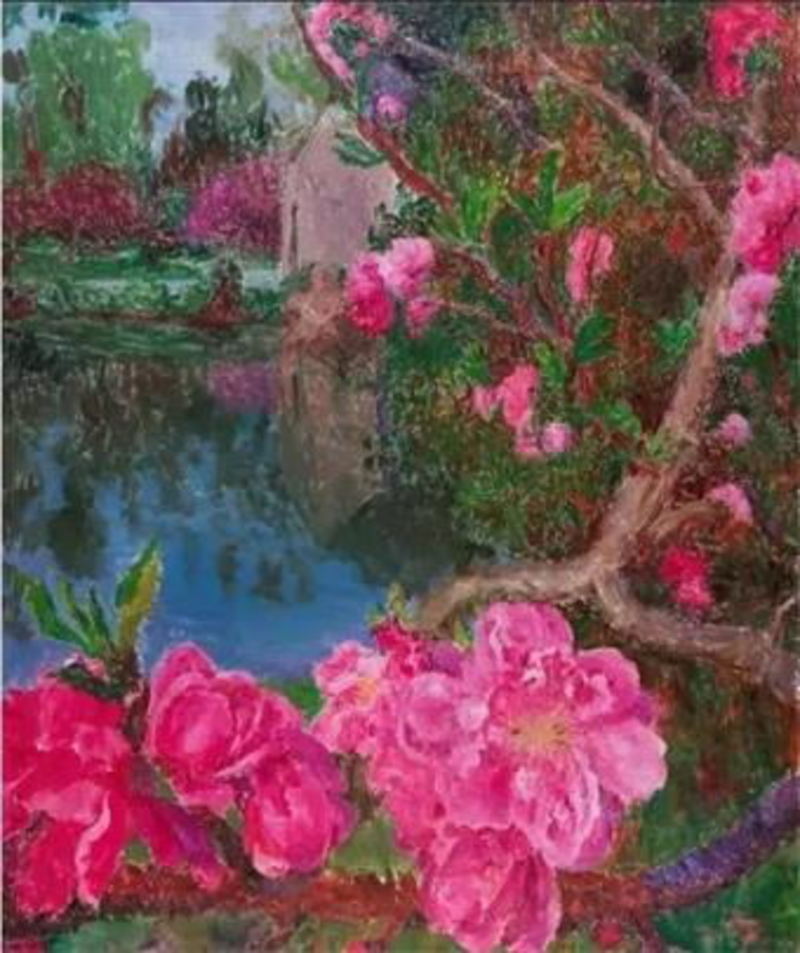 周春芽，《湖边》， 布面油画，250×200cm， 2015年
