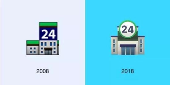 * “便利店”仍然有明显的数字24，但具有新的3D渲染设计