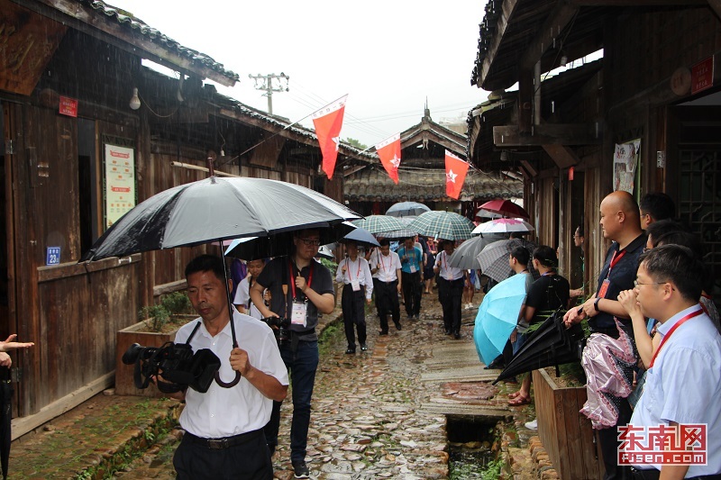 代表团一行在南山镇中复村走过红军街