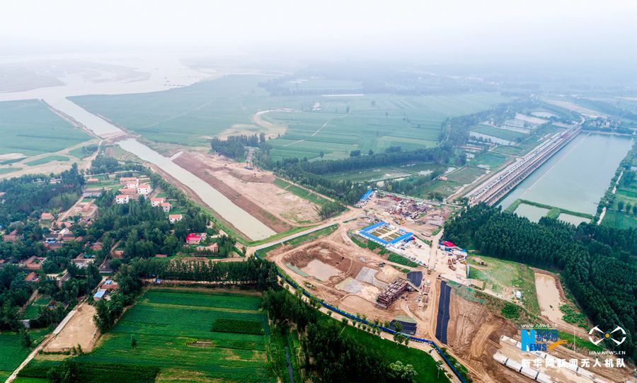 航拍引黄入冀补淀工程河南段施工现场