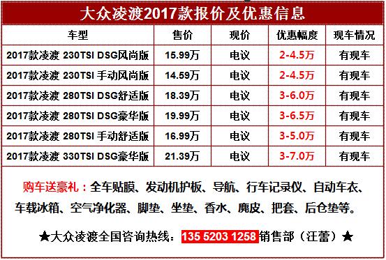 金秋钜惠,大众凌渡2017款最低提车价格直降7万