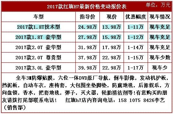 红旗h7价格 红旗h7报价 红旗h7多少钱