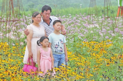 赵海洋一家在拉维斯薰衣草庄园合影留念