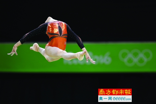 里约奥运会体操平衡木决赛中,中国选手范忆琳获得第六名. 新华社发