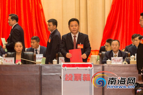 文昌市委书记陈笑波在现场进行投票. 南海网记者陈望 摄