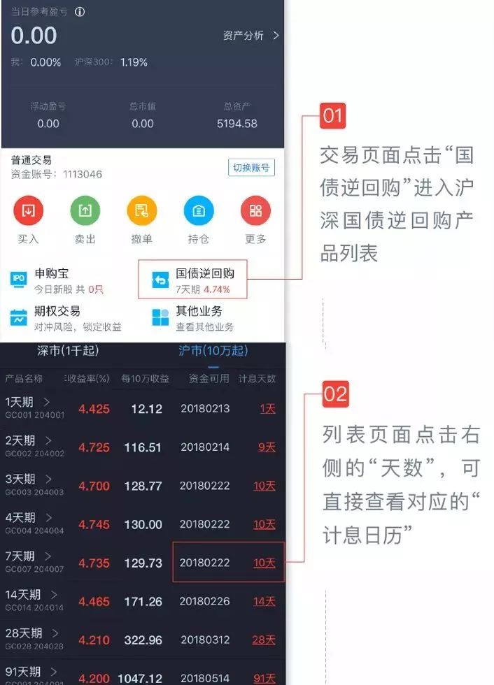 長江證券-長江e號國債逆回購界面